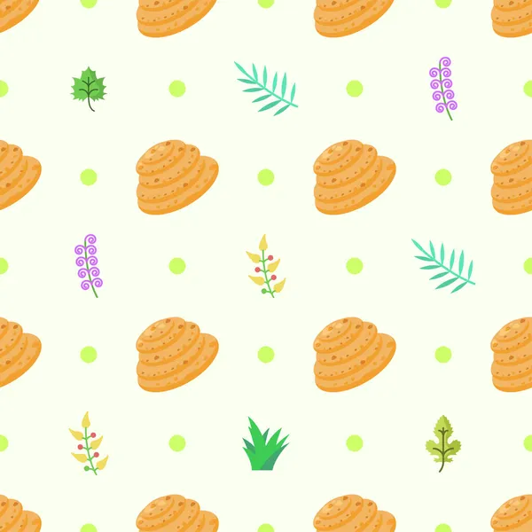 Seamless Pattern Abstract Elements Food Ban Leaves Vector Design Style — Stock Vector