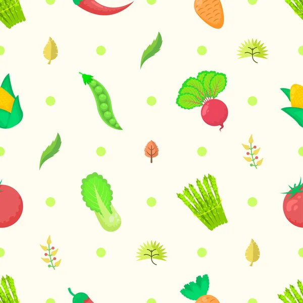 Kusursuz Desensiz Düzen Özellikleri Sebze Yaprakları Vektör Tasarım Arkaplan Çizimi — Stok Vektör