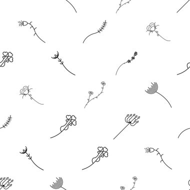 Soyut Doodle Dekorasyonsuz Bitkiler Botanik Yaprağı Bitki Yaprağı Bitki Doğası Dekorasyon Vektör Tasarım Biçimi Tekstil, Giysi Paketi, Duvar Kağıdı, Pastel