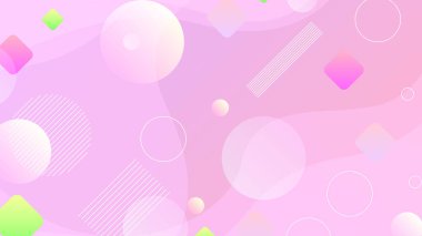 Renkli Geometrik Şekillerle Soyut Renkli Gradyan Arkaplanı. Farklı Şekiller ve Beyaz Çizgi Vektör Tasarım Biçimi