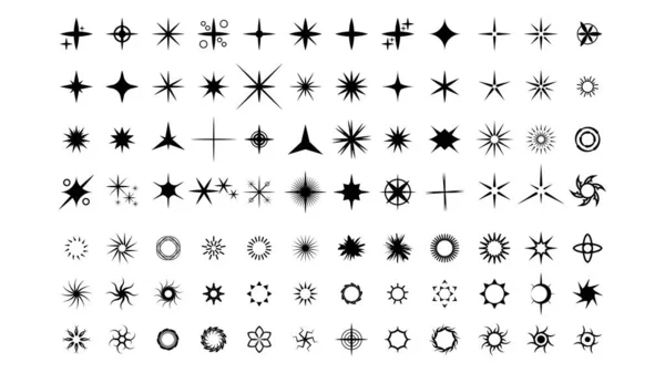 Siyah Koleksiyon Yıldızı Simgesini Ayarla Parıltı Vektör Sembolleri Elementleri