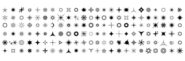 Siyah Koleksiyon Yıldızı Simgesini Ayarla Parıltı Vektör Sembolleri Elementleri