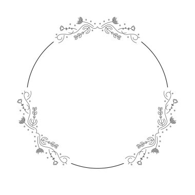 Yaprak Yaprakları Çerçeveli Soyut Siyah Basit Çizgi Yuvarlak Çemberi Çerçeveler Çerçeveler Karalama Element Tasarım Vektörü Tasarım Tasarım Tasarımı Çizimi Düğün ve Sancak için Ayırımlandırılmış Çizim