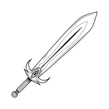 Soyut Siyah Basit Çizgili Metal Kılıç Kılıç Kılıç Karalama Element Vektör Tasarım Tasarımı Beyaz Arkaplan Resminde Savaş, Savaş için Savaş Resmine İzole Edildi