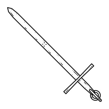 Soyut Siyah Basit Çizgili Metal Kılıç Kılıç Kılıç Karalama Element Vektör Tasarım Tasarımı Beyaz Arkaplan Resminde Savaş, Savaş için Savaş Resmine İzole Edildi