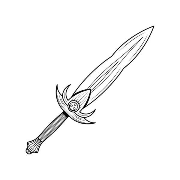 Абстрактный Черный Простой Линии Металлический Меч Нож Нож Нож Нож — стоковый вектор