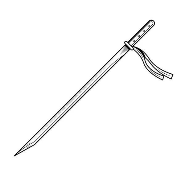 Abstract Black Simple Line Metal Sword Blade Arma Doodle Esboço —  Vetores de Stock