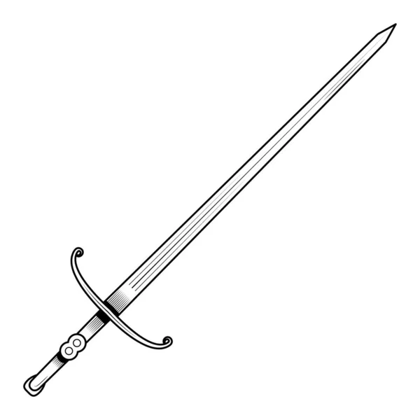 Abstract Black Simple Line Metal Sword Blade Weapon Doodle Outline — стоковый вектор