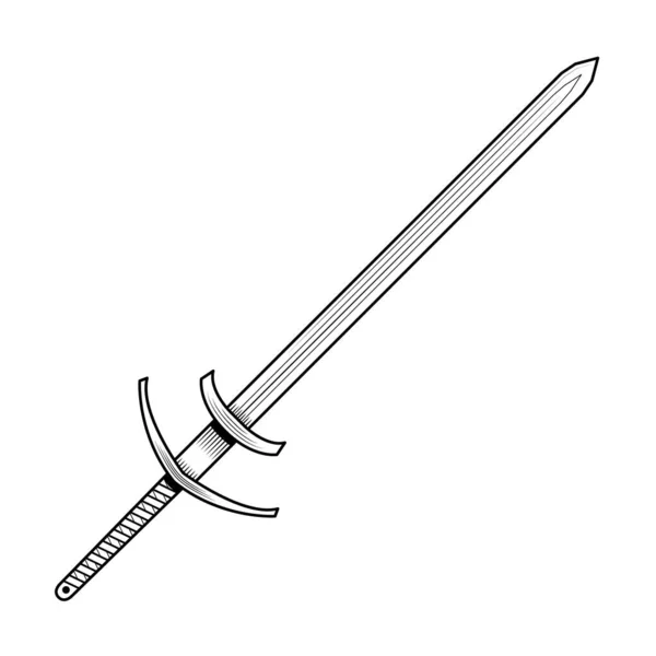 Streszczenie Black Simple Line Metal Miecz Ostrze Broń Doodle Zarys — Wektor stockowy