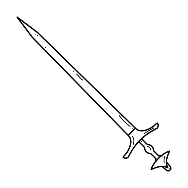 Abstract Black Simple Line Metal Sword Blade Weapon Doodle Outline — стоковый вектор