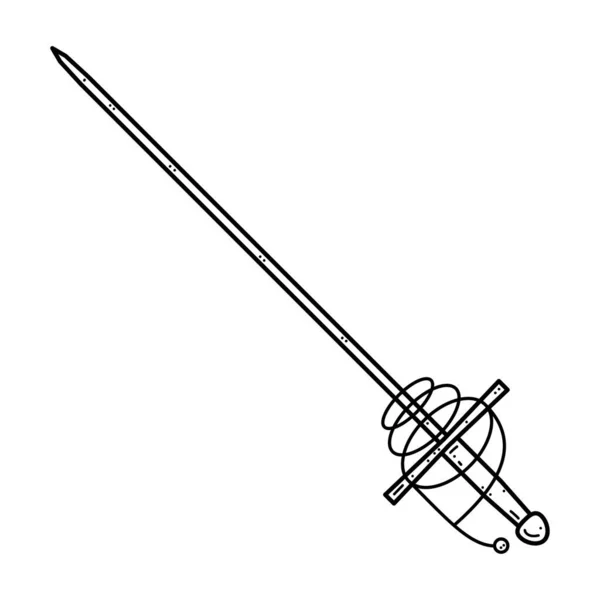 Abstract Black Simple Line Metal Sword Blade Arma Doodle Esboço — Vetor de Stock