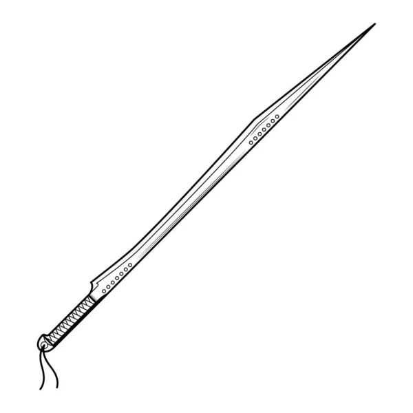 Abstract Black Simple Line Metal Sword Blade Weapon Doodle Outline — стоковый вектор