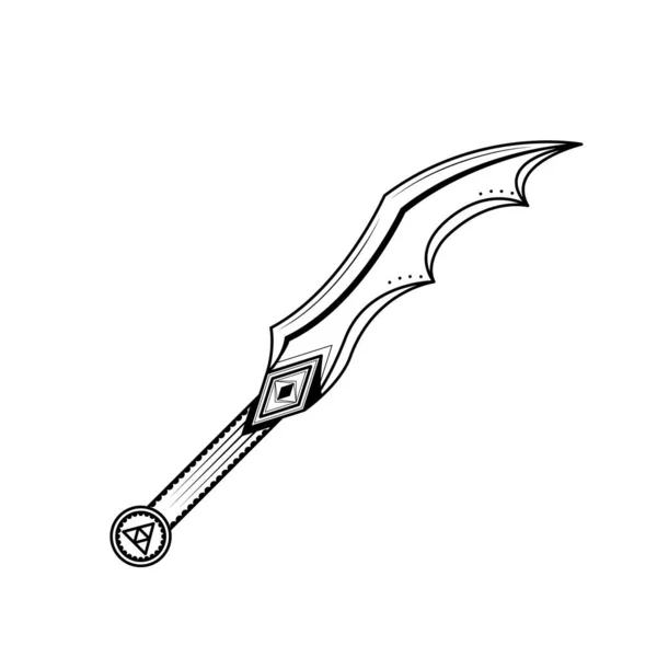 Knife Dger Blade Weapon Doodle Outline Element Vector Design Style — 스톡 벡터