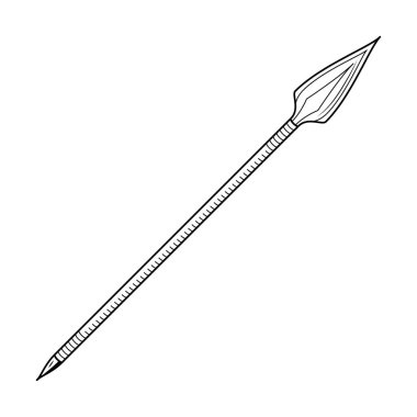 Abstract Black Simple Line Spear Weapon Doodle Outline Element Vector Design Style Sketch Isolated On White Background Illustration For War, Battle