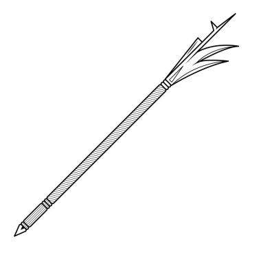 Abstract Black Simple Line Metal Halberd Weapon Doodle Outline Element Vector Design Style Sketch Isolated On White Background Illustration For War, Battle