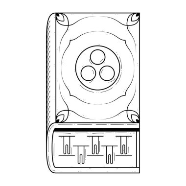 Abstract Black Simple Line Book With Bookmarks Doodle Outline Element Vector Design Style Sketch Isolated On White Background Illustration For Reading, Education, Relax