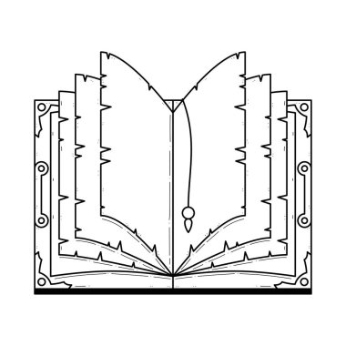 Abstract Black Simple Line Open Old Book Doodle Outline Element Vector Design Style Sketch Isolated On White Background Illustration For Reading, Education, Relax