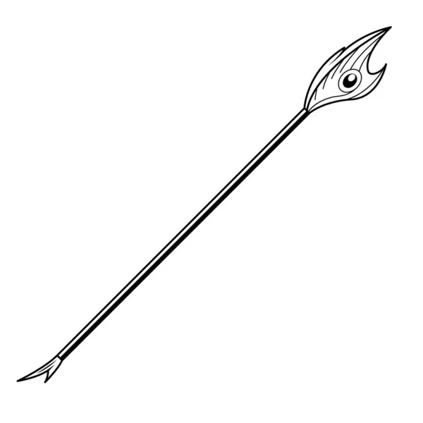 Abstract Black Simple Line Spear Weapon Doodle Outline Element Vector —  Vetores de Stock