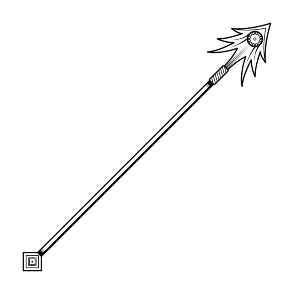 Abstract Black Simple Line Spear Weapon Doodle Outline Element Vector — Vector de stock