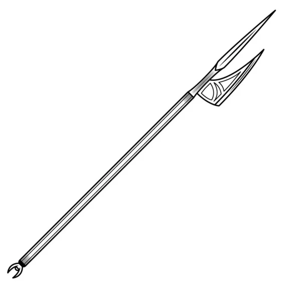 Abstract Black Simple Line Metal Halberd Weapon Doodle Outline Element — Archivo Imágenes Vectoriales