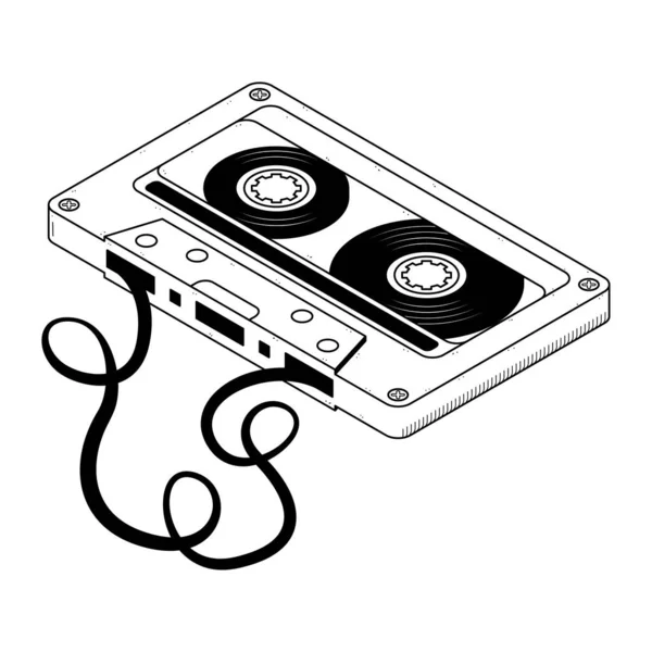 추상적 Drawn Classic Tape Old Cassette Doodle Concept Vector Design — 스톡 벡터