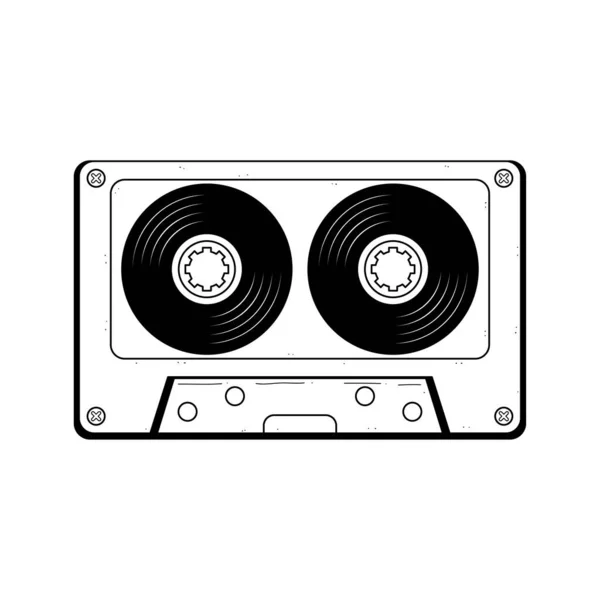 Abstract Hand Drawn Classic Tape Old Cassette Doodle Concept Vector — Stockvektor