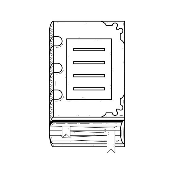 Abstract Black Simple Line Book Bookmarks Doodle Outline Element Vector — Stockvektor