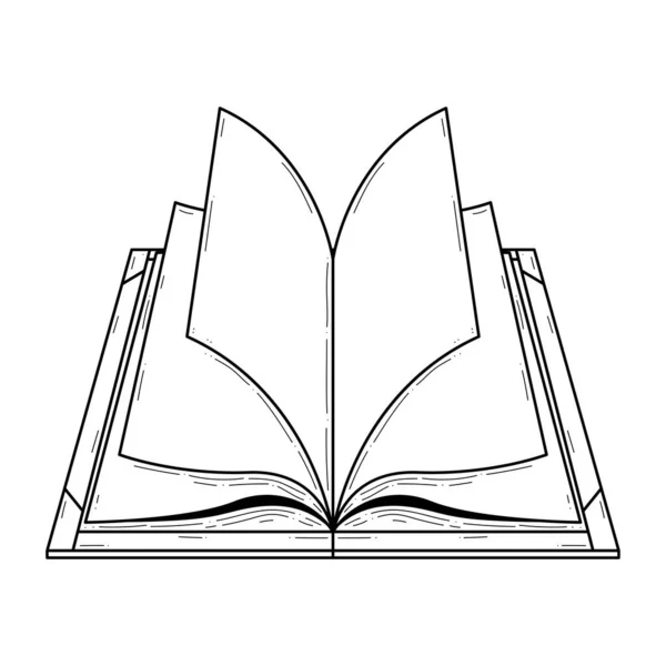 Abstract Black Simple Line Open Book Doodle Outline Element Vector — Image vectorielle
