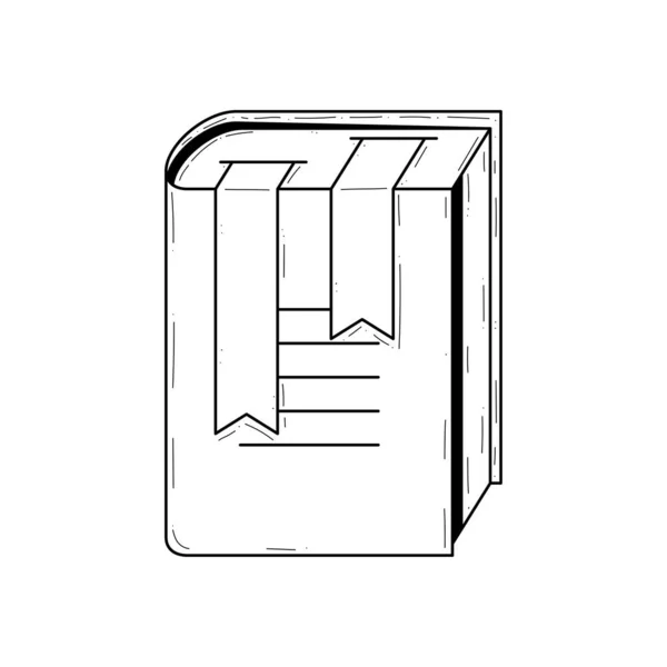 Abstract Black Simple Line Book Bookmarks Doodle Outline Element Vector — Διανυσματικό Αρχείο