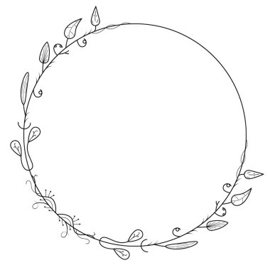 Yaprak Yaprakları Çerçeveli Soyut Siyah Basit Çizgi Yuvarlak Çemberi Çerçeveler Çerçeveler Karalama Element Tasarım Vektörü Tasarım Tasarım Tasarımı Çizimi Düğün ve Sancak için Ayırımlandırılmış Çizim