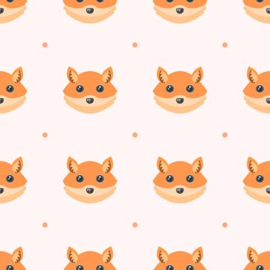 Kusursuz Desensiz Örnekler Soyut Elementler Hayvan Tilkisi Baş Vahşi Yaşam Vektör Tasarım Arkaplan Tasarımı Tekstil Dokuları, Giysiler, Hediye Paketi, Duvar Kağıdı, Pastel