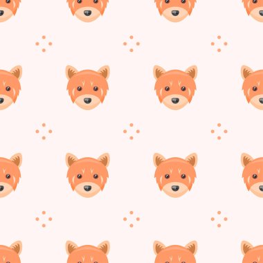 Kusursuz Desensiz Desen Özellikleri Hayvan Kırmızı Panda Baş Vahşi Yaşam Vektör Tasarım Stili Tekstil Tekstil, Giysi, Hediye Paketi, Duvar Kağıdı, Pastel