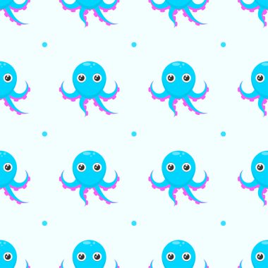 Kusursuz Desensiz Desen Soyut Elementler Hayvan Ahtapot Dokunaç Baş Vahşi Yaşam Vektör Tasarım Tasarım Tasarımı Tekstil, Giysi, Hediye Paketi, Pastel