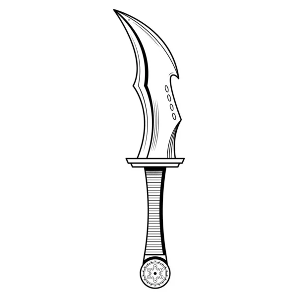 Knife Dger Blade Weapon Doodle Outline Element Vector Design Style — 스톡 벡터