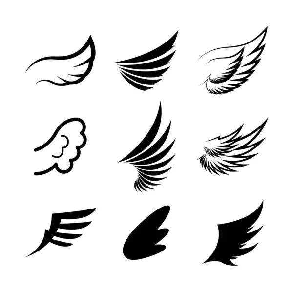 Ορισμός Μαύρη Γραμμή Επίπεδη Συλλογή Φτερά Διάνυσμα Εικονίδιο Φτερό Στυλ Διάνυσμα Αρχείου