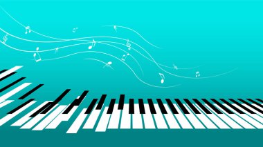 Uçan Tuşlar ve Notlarla Soyut Piyano Müzik Klavyesi Enstrümanı Konser, Performans, Rahatlama