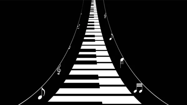 Teclas Piano Abstractas Con Notas Música Teclado Instrumento Doodle Esquema — Vector de stock