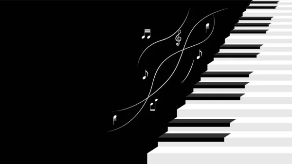 Abstrato Piano Chaves Com Notas Music Keyboard Instrumento Doodle Outline — Vetor de Stock