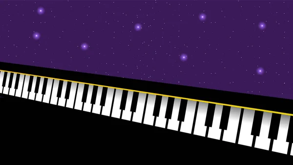 Abstraktní Klavírní Klávesy Prostorem Hvězdami Hudební Klávesové Nástroje Doodle Obrys — Stockový vektor