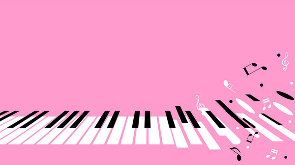 Abstract Piano Keys With Notes Music Keyboard Instrument Doodle Outline Melt Song Melody Vector Design Style