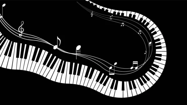 Tasti Astratti Del Pianoforte Con Note Musica Tastiera Strumento Doodle — Vettoriale Stock