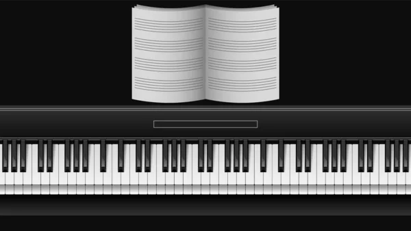 Abstract Piano Toetsen Muziek Toetsenbord Met Boek Instrument Song Melodie — Stockvector
