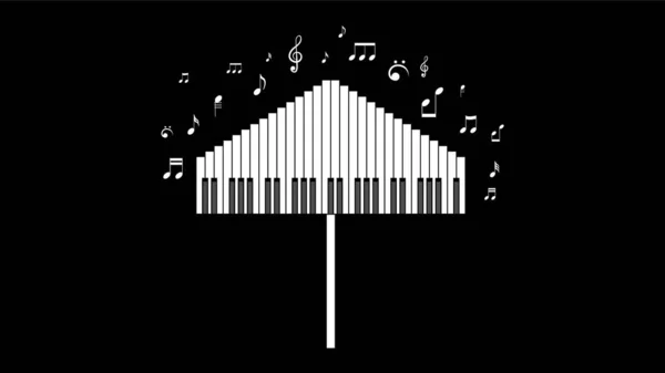 Absztrakt Zongora Zene Billentyűzet Esernyő Hangszer Csökkenő Esőztetővel Kulcsok Jegyzetek — Stock Vector
