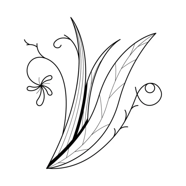 Абстрактный Ручной Рисунок Цветок Растение Ботанический Цветочный Характер Цветение Каракули — стоковый вектор