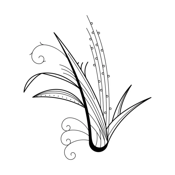 Abstrakti Käsin Piirretty Kukka Kasvinlehdet Kasvitieteellinen Kukka Luonto Bloom Doodle — vektorikuva