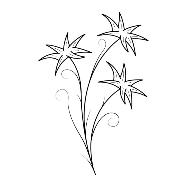 Реферат Ручной Рисунок Цветочный Лист Листья Ботанический Цветочный Характер Цветение — стоковый вектор