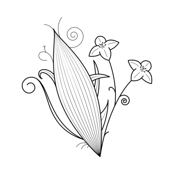 Abstrato Mão Desenhado Flor Planta Folha Folhas Botânico Floral Natureza — Vetor de Stock