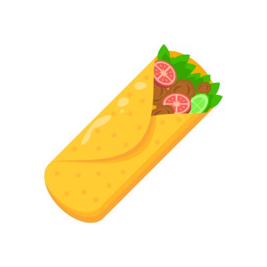 Soyut Flat Fast Food Burrito Menü Arkaplan Vektör Tasarım Pişirme, Kahvaltı