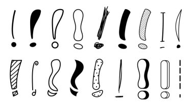 El Çizimi Koleksiyon Karalama Farklı Kara Ünlem Vektör Tasarım Çizim Çizim Sorgulama Simgesini Çizer