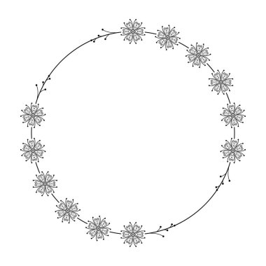 Yaprak Yaprakları Çerçeveli Soyut Siyah Basit Çizgi Yuvarlak Çemberi Çerçeveler Çerçeveler Karalama Element Tasarım Vektörü Tasarım Tasarım Tasarımı Çizimi Düğün ve Sancak için Ayırımlandırılmış Çizim